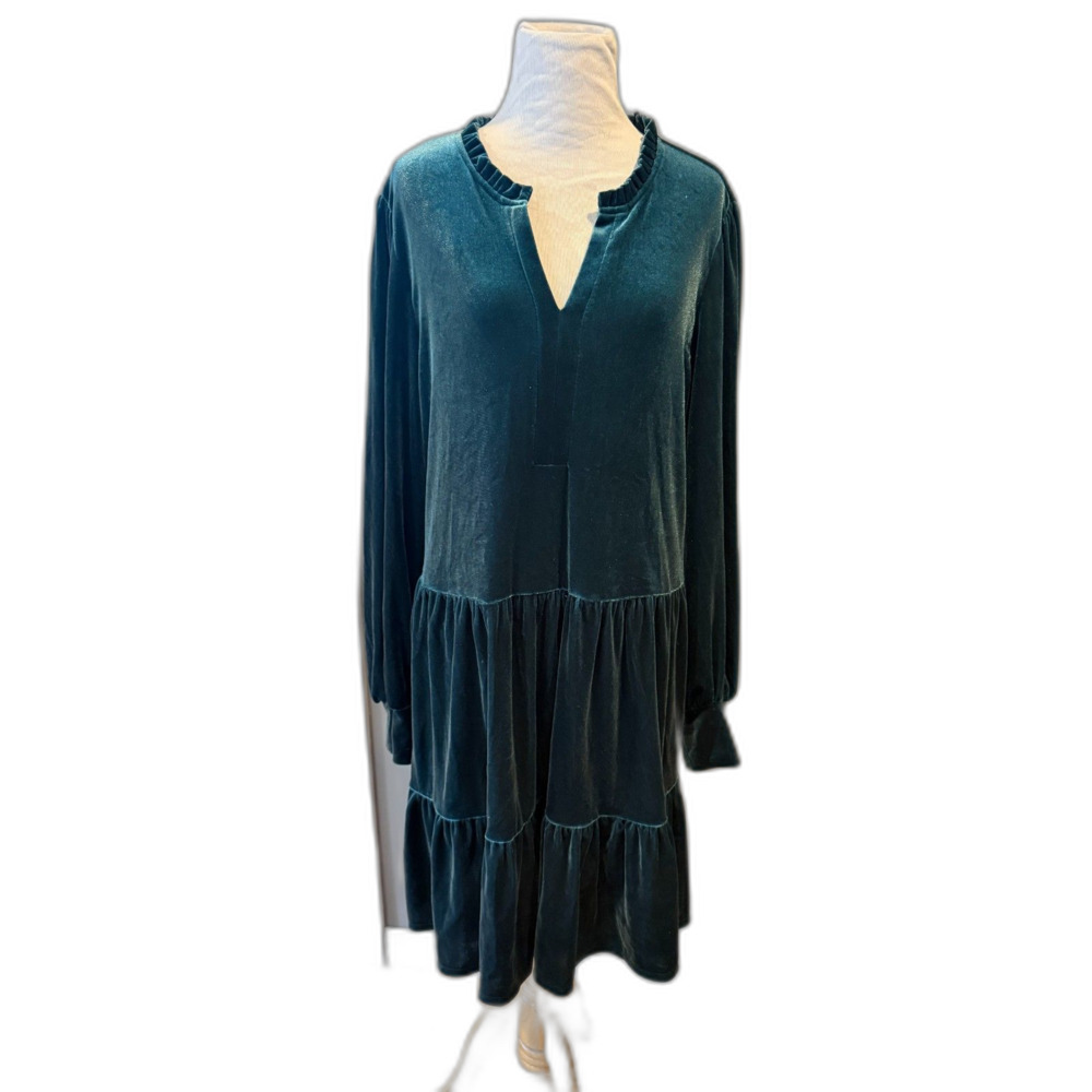 XL 1.STATE green velvet dress